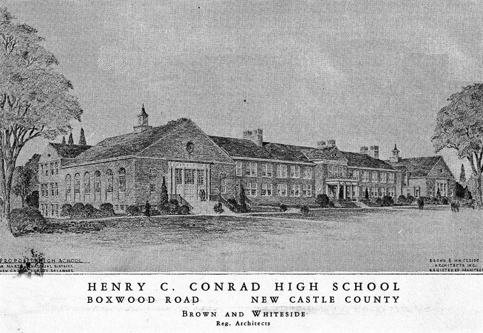 Conrad High School in Delaware in an architect drawing 1934