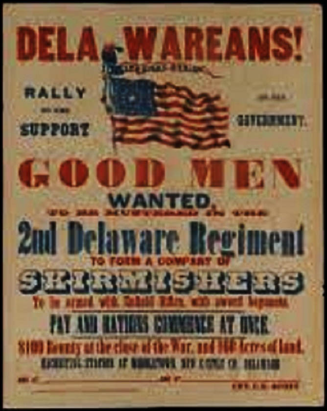 DELAWARE CIVIL WAR POSTER CIRCA 1863