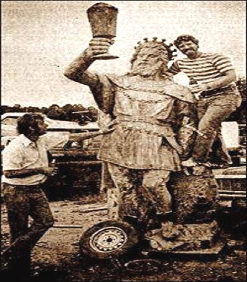 Delaware King Gambrinus statue found in a salvage yard on Airport Road in New Castle DE in 1978