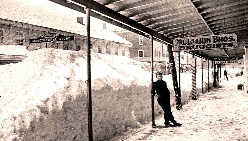 Downtown Milford DE after the Blizzard of 1888
