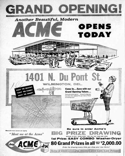 Dupont Street Acme Grand Opening AD in Wilmington DE News Journal 7-12-1961