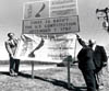 Governor Mike Castle unveiling the first of the Delaware Bicentennial signs in March 1987