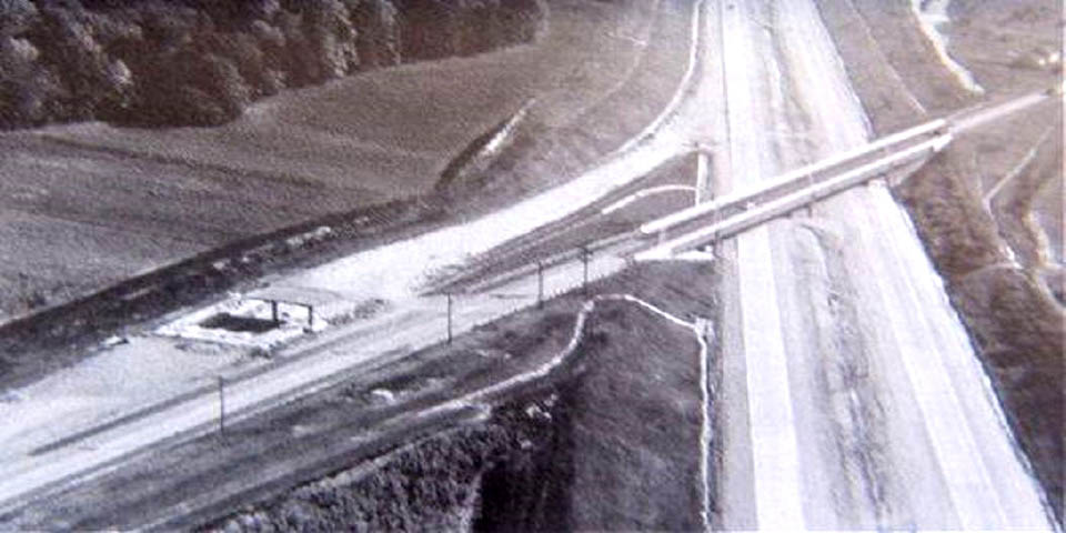 I-95 exit ramp at Churchmans Road via southbound lanes in Delaware October of 1963