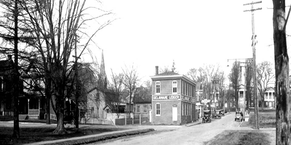Intersection of South College Avenue and Delaware Avenue in Newark DE circa 1920s