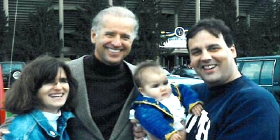 Joe Biden and Chris Christie at University of Delaware Football Stadium 1990s