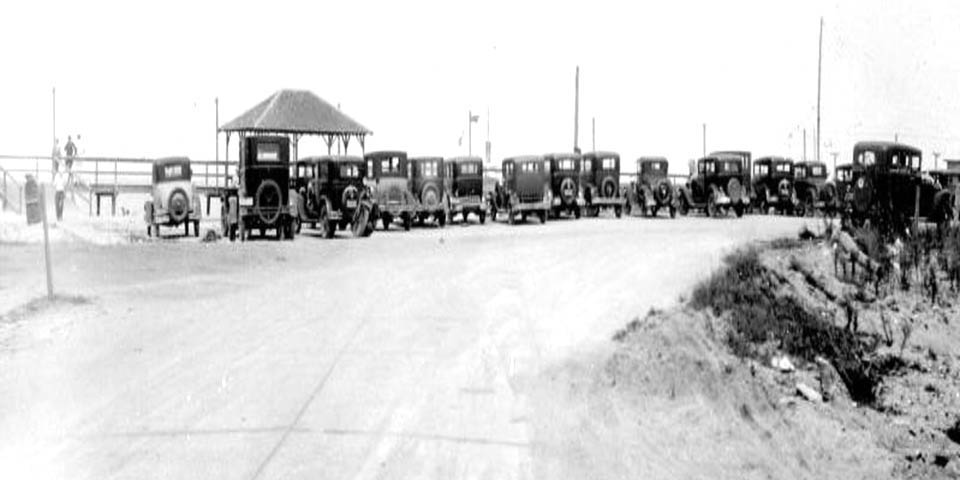 Lewes Beach Delaware public parking lot at the beach on the Delaware Bay in September 1930