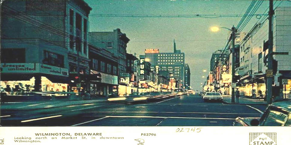 MARKET STREET POST CARD IN WILMINGTON DELAWARE CIRCA 1970s