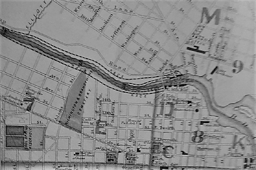 MAP OF WILMINGTON DELAWARE ALONG THE BRANDYWINE RIVER IN 1876