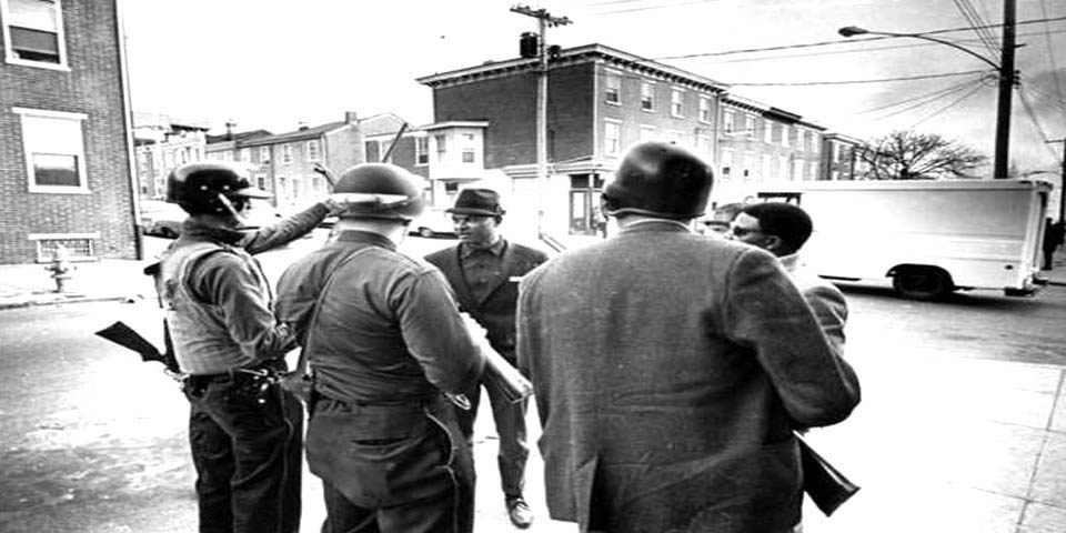 NATIONAL GUARD TALKING ON STREETS OF WILMINGTON DELAWARE 1960s