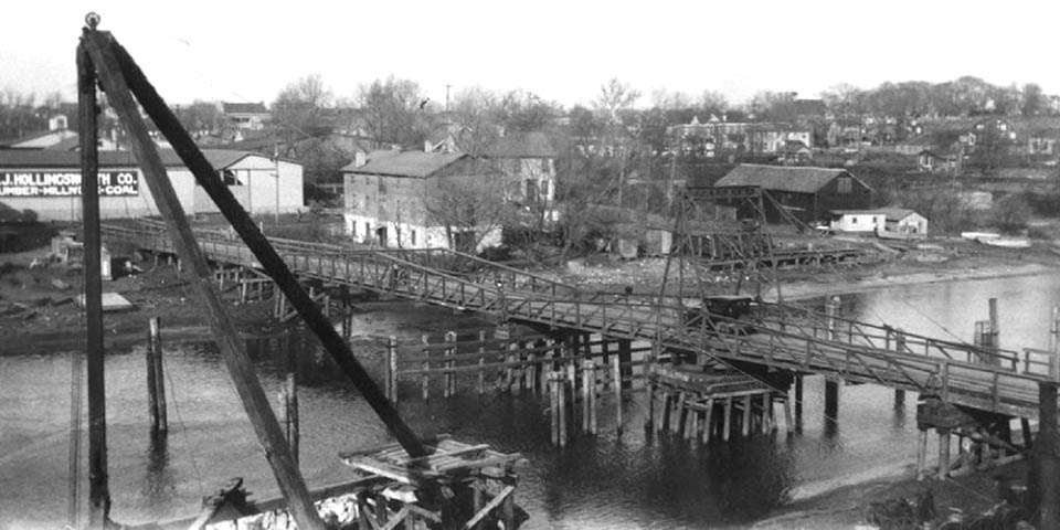 Newport Bridge just before Construction in Newport Delaware January of 1929