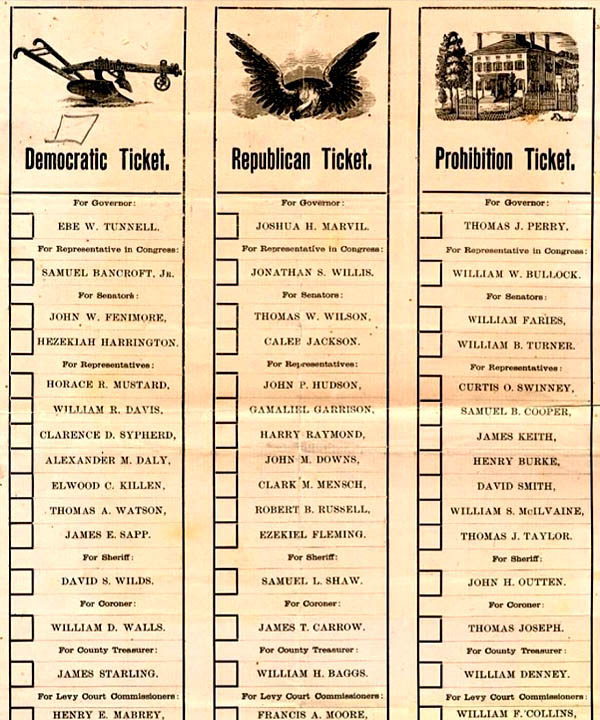 Old Delaware Voting ballot for 1994