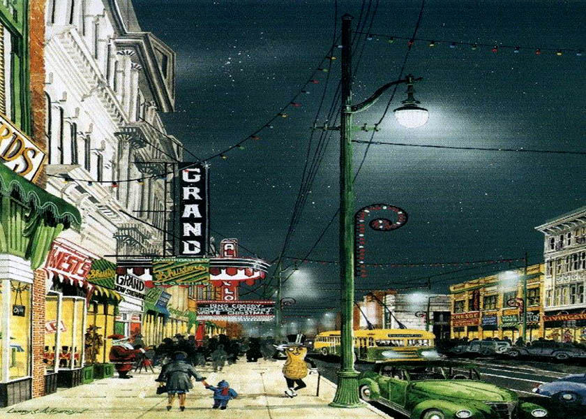 Painting of the 800 block of Market Street looking South in Wilmington Delaware