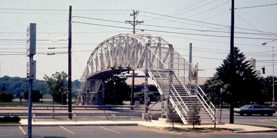 Pedestrian bridge over Concord Pike in Talleyville Delaware in 1972