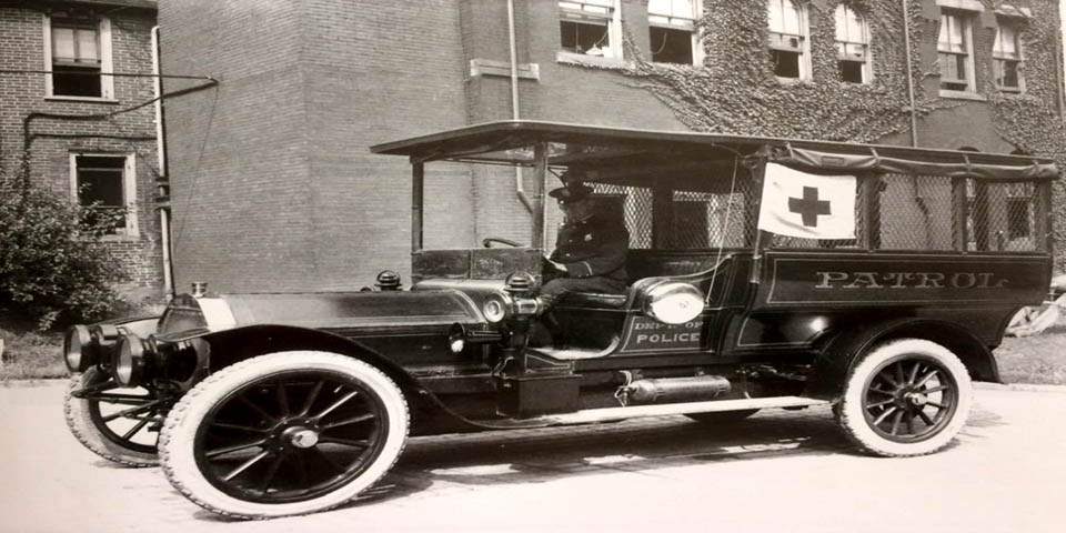 Police Officer driving a Paddy Wagon in Wilmington Delaware 1915