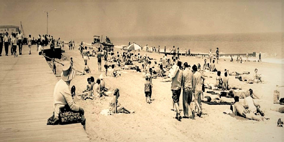 Rehoboth Beach Delaware boardwalk and sand in 1962