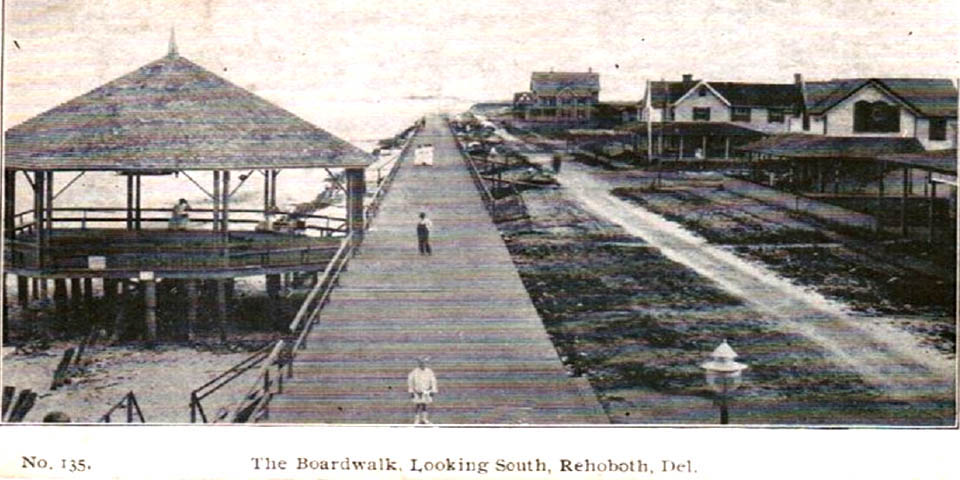 Rehoboth Beach Delaware boardwalk looking south from Rehoboth Avenue circa