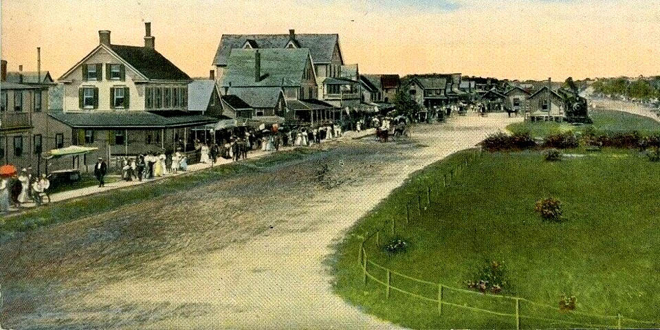 Rehoboth Beach Delaware painting of the Railway on Rehoboth Avenue early 1900s