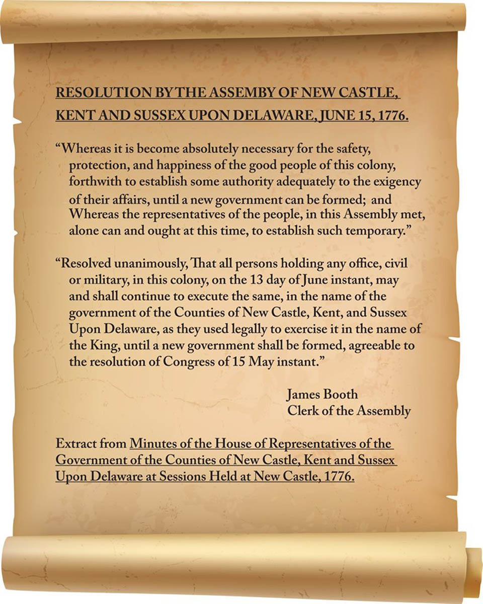 RESOLUTION BY THE ASSEMBLY OF NEW CASTLE DELAWARE TO SEPARATE FROM PENNSYLVANIA ON 6-6-1776