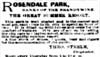 Rosendale Park AD from the Wilmington Delaware Every Evening News Paper on 7-12-1884