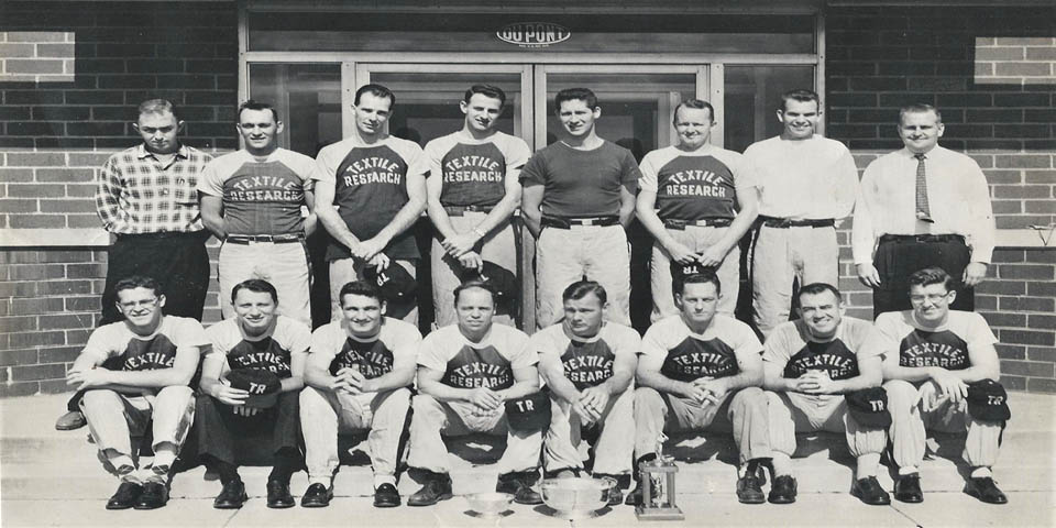 Textile Research Lab Softball Team at Dupont Chestnut Run Facility Wilmington Delaware 1950s