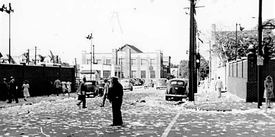 V E Day 11th and Orange Streets in Wilmington Delaware 1945