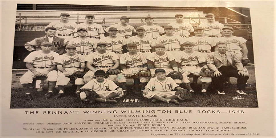 WILMINGTON BLUE ROCKS TEAM PHOTO at 30th Street and Governor Printz Blvd in Wilmington Delaware 1948