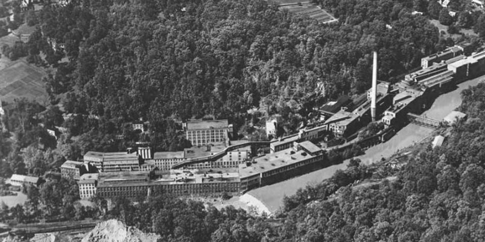 Wilmington Delaware Bancroft Mills along the Brandywine River areial photo on May 22nd 1930