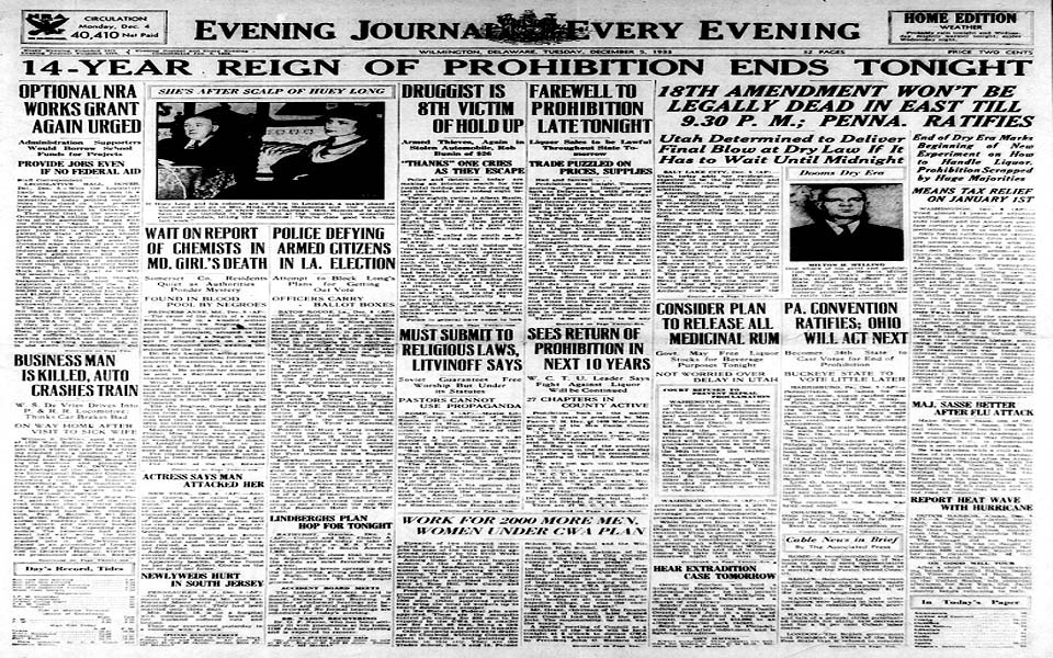 Wilmington Delaware Evening Journal News Paper front page December 5th 1933