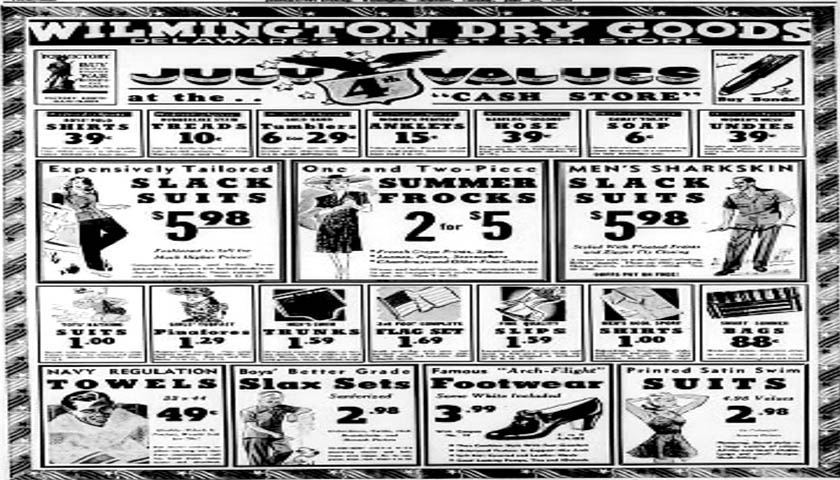 Wilmington Dry Goods AD in Wilmington Delaware 1943